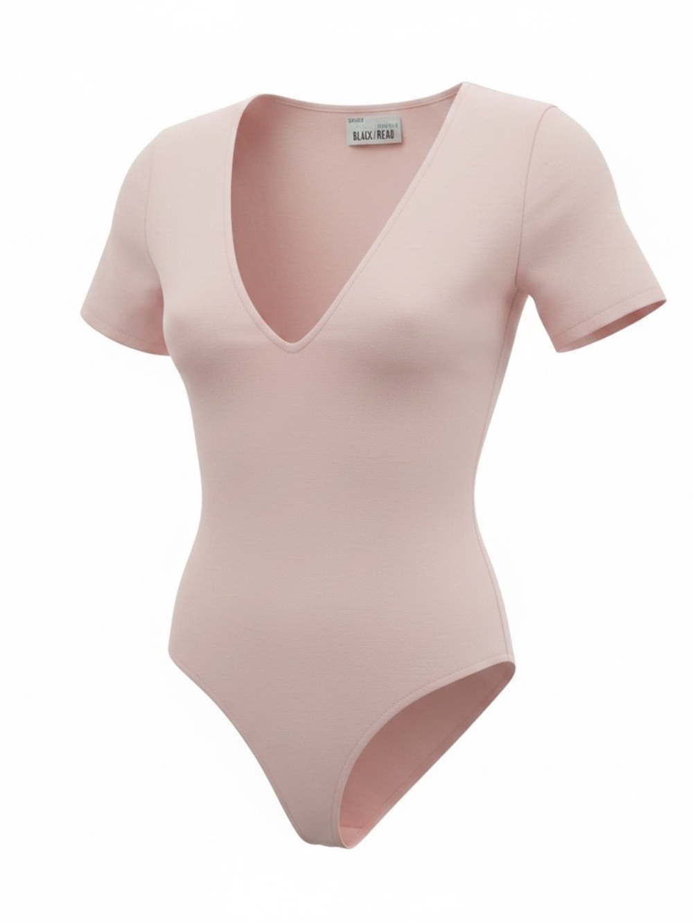Black Bead Light Pink V-Neck Bodysuit